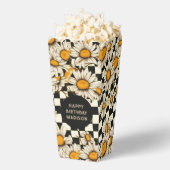 Happy Birthday Retro Groovy Daisy Checkerboard Bedankdoosjes (Popped)