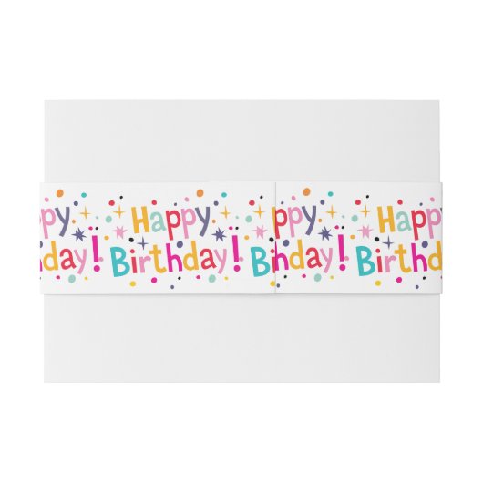 Happy Birthday Retro Invitation Belly Band Uitnodigingen Wikkel (Achterkant Voorbeeld)
