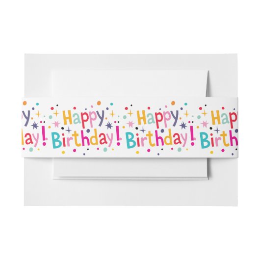 Happy Birthday Retro Invitation Belly Band Uitnodigingen Wikkel (Voorkant Voorbeeld)