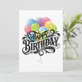Happy Birthday Retro Kaart Ballonnen (Staand voorkant)