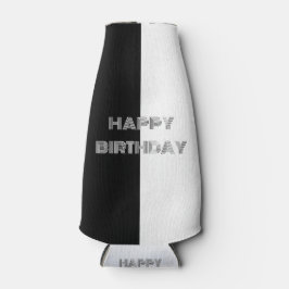 Happy Birthday Retro Op Art Zwart Wit Stijlvol Flesjeskoeler