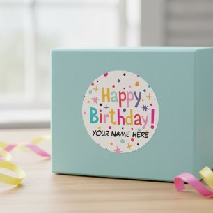 Happy Birthday Retro  Ronde Sticker