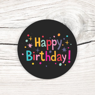 Happy Birthday (Retro) Ronde Sticker