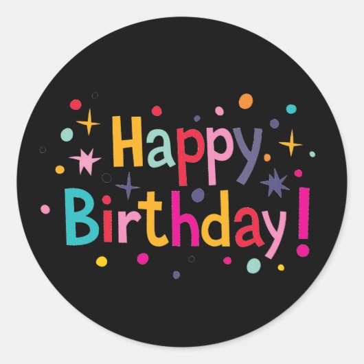 Happy Birthday (Retro) Ronde Sticker (Voorkant)