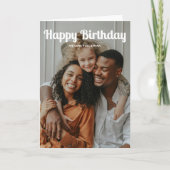 Happy Birthday Retro Script 3 Foto Kaart (Voorkant)