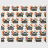 Happy Birthday Retro Typewriter Cadeaupapier (Vlak)