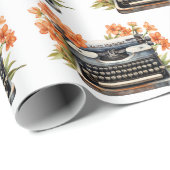 Happy Birthday Retro Typewriter Cadeaupapier (Rol Hoek)