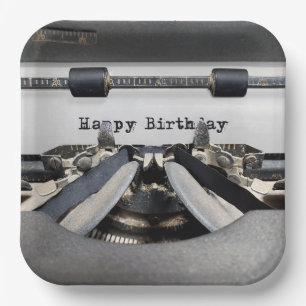 Happy Birthday Retro Typewriter Papieren Bordje