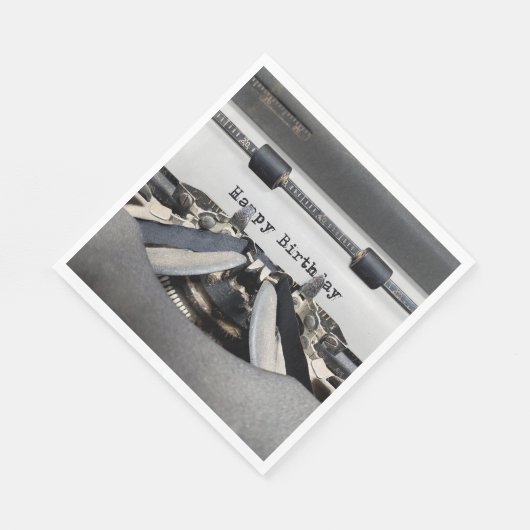 Happy Birthday Retro Typewriter Servet (Hoek)