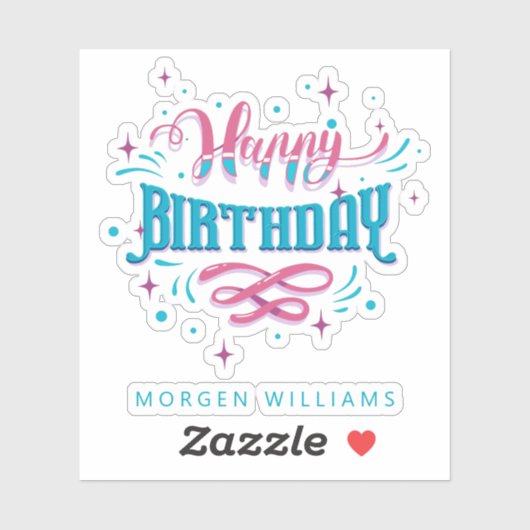 Happy Birthday retro typografie Sticker (Vel)