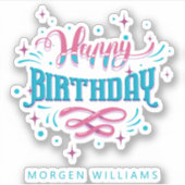 Happy Birthday retro typografie Sticker (Voorkant)