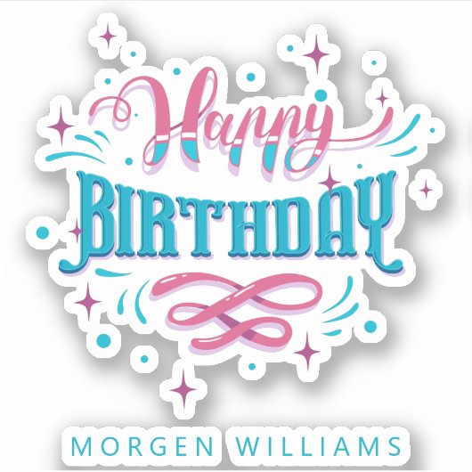 Happy Birthday retro typografie Sticker (Voorkant)