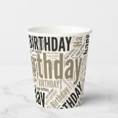 Happy Birthday Retro Typographic Rustic Masculine Papieren Bekers (Achterkant)