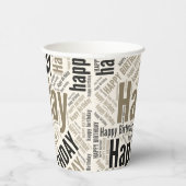 Happy Birthday Retro Typographic Rustic Masculine Papieren Bekers (Rechts)