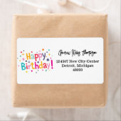 Happy Birthday Retro Verzendadres Label (Insitu)