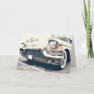 Happy Birthday Retro Vintage Car Kaart