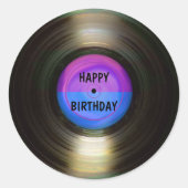 Happy Birthday Retro Vinyl Record Ronde Sticker (Voorkant)