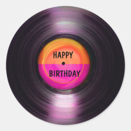Happy Birthday Retro Vinyl Record Ronde Sticker