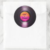 Happy Birthday Retro Vinyl Record Ronde Sticker (Tas)