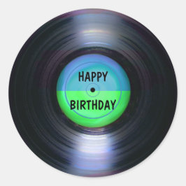 Happy Birthday Retro Vinyl Record Ronde Sticker