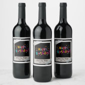 Happy Birthday Retro Wine Label Wijn Etiket (Flessen)
