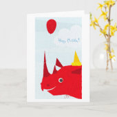 Happy Birthday Rhino (bewerkbare tekst) Kaart (Gele Bloem)
