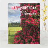 Happy Birthday - Rhododendron Schilderachtig Uitzi Kaart (Gele Bloem)