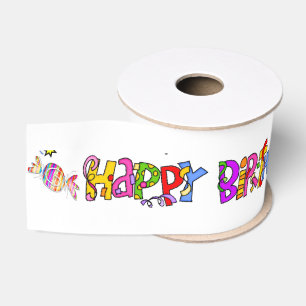 Happy Birthday Ribbon, Friends Family Surprise Gro Grosgrain Lint