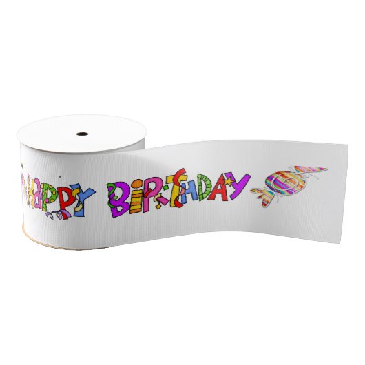 Happy Birthday Ribbon, Friends Family Surprise Gro Grosgrain Lint (Spoel)