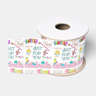 Happy Birthday Ribbon, Friends Family Surprise Grosgrain Lint