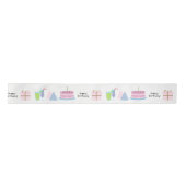 Happy Birthday Ribbon - in roze en blauw, 3'' Satijnen Lint (Voorkant)
