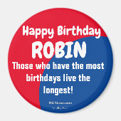 Happy Birthday ROBIN koelkast Magnet (Voorkant)
