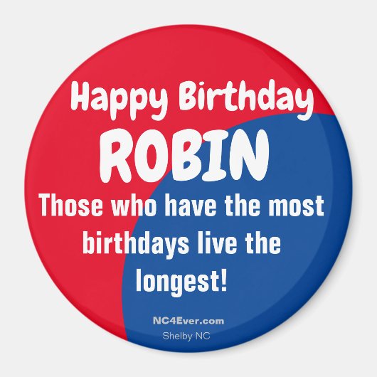 Happy Birthday ROBIN koelkast Magnet (Voorkant)