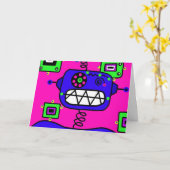 Happy Birthday Robot Kaart (Gele Bloem)