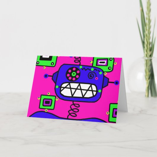 Happy Birthday Robot Kaart (Voorkant)