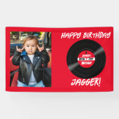 Happy Birthday Rock en Roll Vinyl Record Foto Spandoek (Horizontaal)