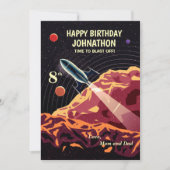 Happy Birthday Rocket Astronaut Kinder Custom Kaar (Voorkant)