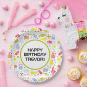 Happy Birthday Rocket Shiket Green Papieren Bordje (Feest)