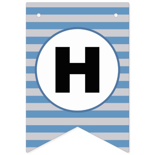 Happy Birthday Rocket ship blue grijs Bunting Flag Vlaggetjes (Tweede vlag)