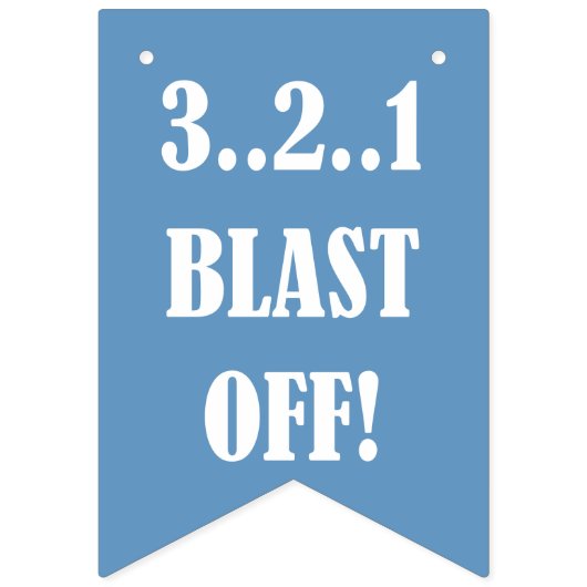 Happy Birthday Rocket ship blue grijs Bunting Flag Vlaggetjes (Eerste vlag)