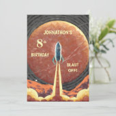 Happy Birthday Rocket Space Fun Universe Card (Staand voorkant)