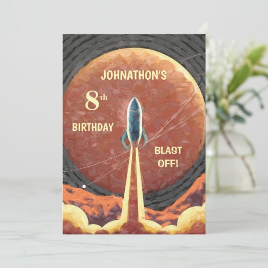 Happy Birthday Rocket Space Fun Universe Card (Staand voorkant)