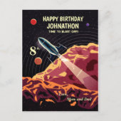 Happy Birthday Rocket Space Universe Fun Briefkaart (Voorkant)