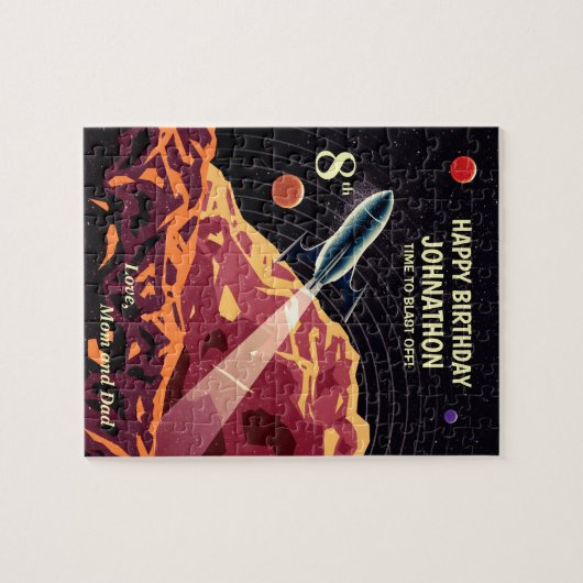 Happy Birthday Rocket Space Universe Fun Legpuzzel (Horizontaal)