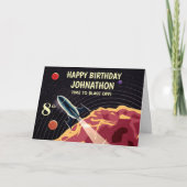 Happy Birthday Rocket Space Universe Personalisere Kaart (Voorkant)
