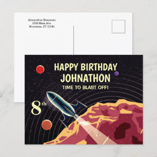 Happy Birthday Rocket Spaceship Universe Custom Briefkaart