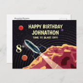Happy Birthday Rocket Spaceship Universe Custom Briefkaart (Voorkant / Achterkant)