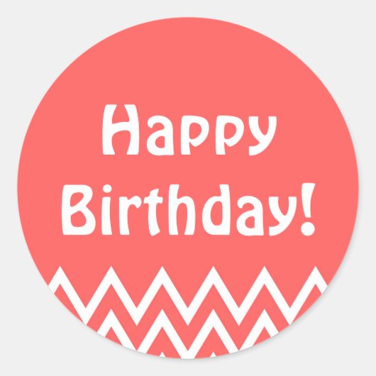 Happy Birthday - Rode ronde Sticker (Voorkant)