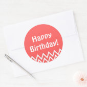 Happy Birthday - Rode ronde Sticker (Envelop)
