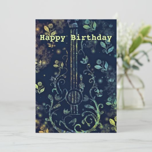 Happy Birthday - Romantic Flowers Guitar (Staand voorkant)